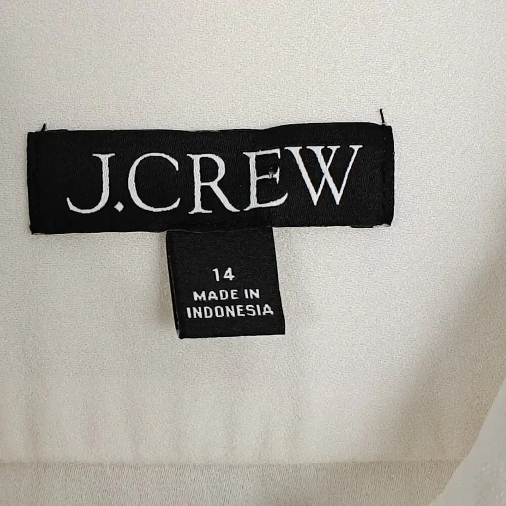 J Crew Button Front Crepe Shirt Dress Size 14 Black Ivory Pockets Preppy Career